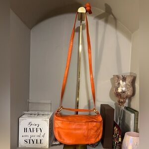 Authentic Loewe Orange Leather Shoulder Bag with COA